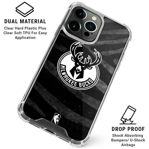 NBA Milwaukee Bucks Animal Print Black iPhone 16 Pro Clear Case